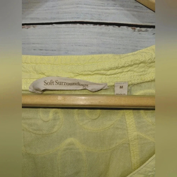 Soft Surroundings Azulle Pullover in Yellow  Embroidered size Medium Beachy Boho - Picture 4 of 7